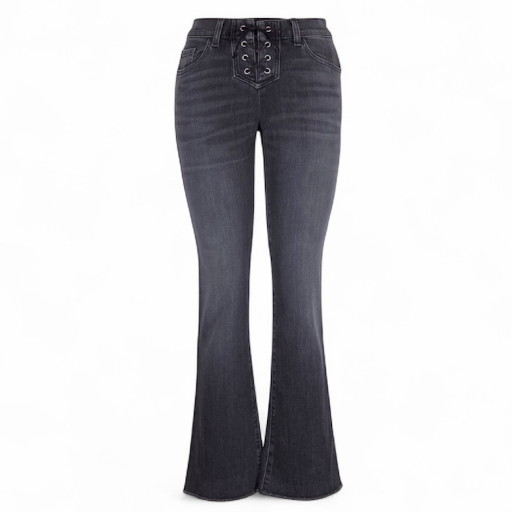 🖤 Nili Lotan Vianca Vintage Black Lace-Up Jean – Stone Wash Black – Size 24